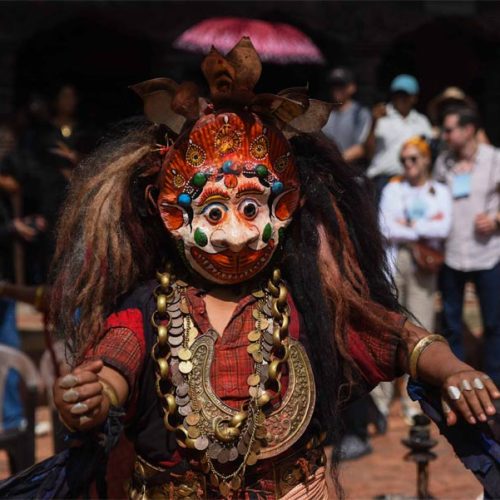 Ancient Thecho Navadurga Dance Performed at Patan Durbar Square