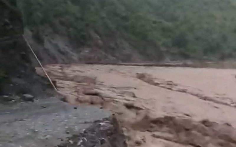 Flood in Roshi River Washes Away BP Highway Diversion, Road Fully Blocked